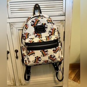 Loungefly Disney Mickey Mouse Rainbow Pattern Backpack NWOT